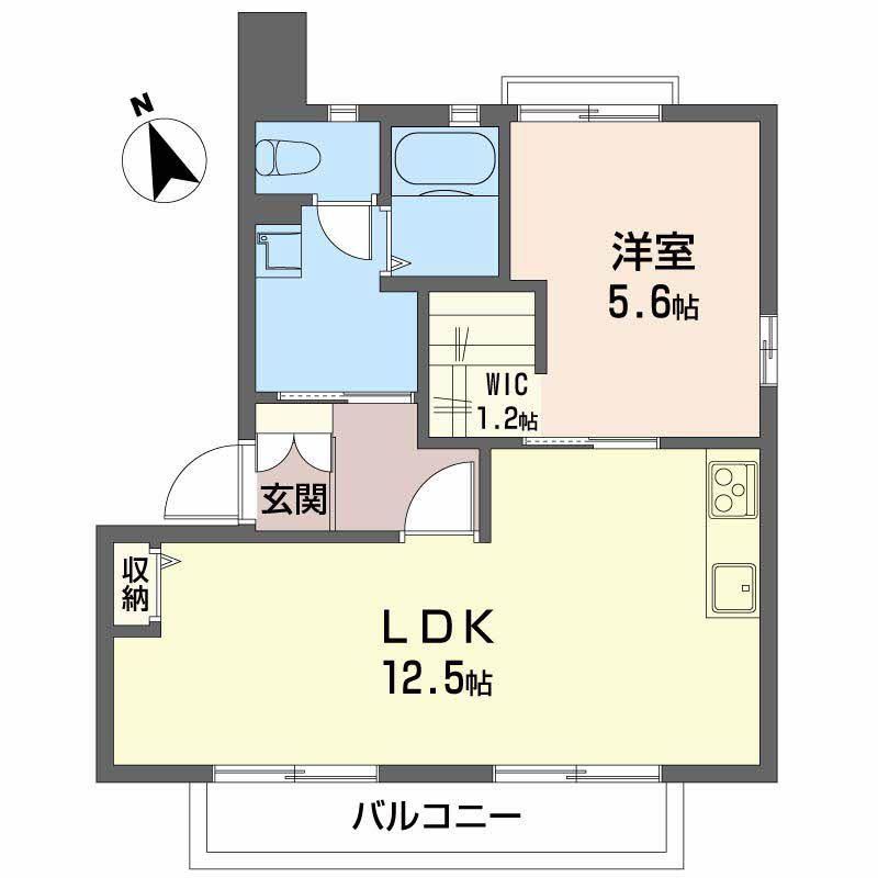 シティーガーデン安積C棟(1LDK/2階)の間取り写真