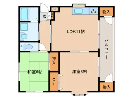 YU-ANハウスD1(2LDK/1階)の間取り写真