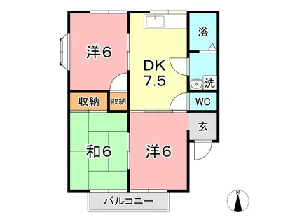 メゾンドボヌールI(3DK/2階)の間取り写真