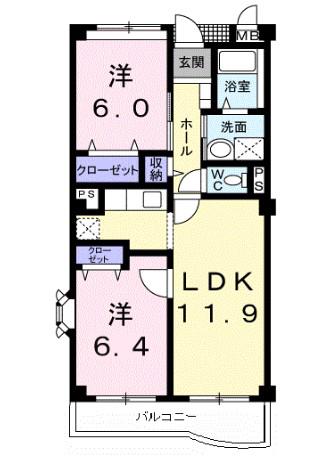 エスペランサ(2LDK/4階)の間取り写真