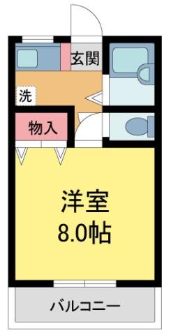 パティオ北口II(1K/1階)の間取り写真