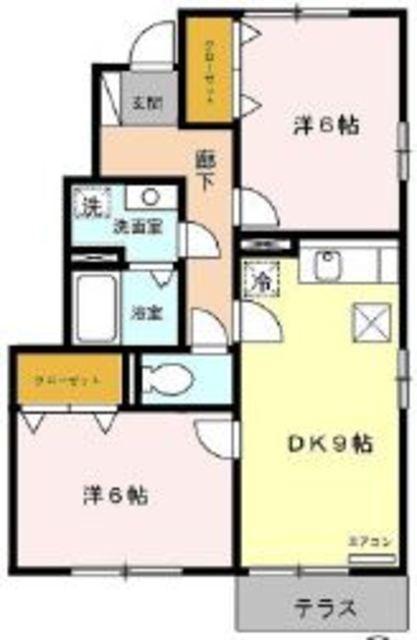レガーロA(2DK/1階)の間取り写真