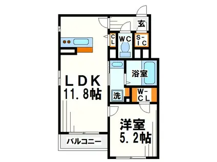 エルミタージュ南烏山 当社管理物件(1LDK/1階)の間取り写真