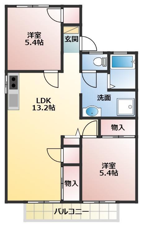 プロヴァンス美園(2LDK/1階)の間取り写真