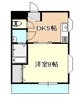 ヴァーガンディII(1DK/2階)の間取り写真