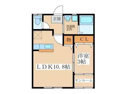 カーサコリーナ(1LDK/2階)の間取り写真