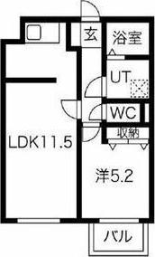 カムフォート登戸III(1LDK/1階)の間取り写真