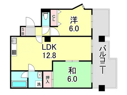 朝日プラザ丸山町(2LDK/4階)の間取り写真