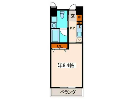 グランツ西大橋(1K/10階)の間取り写真