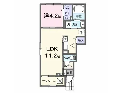 グラン ルナ(1LDK/1階)の間取り写真