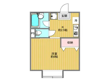 ふるーる東中野(ワンルーム/2階)の間取り写真