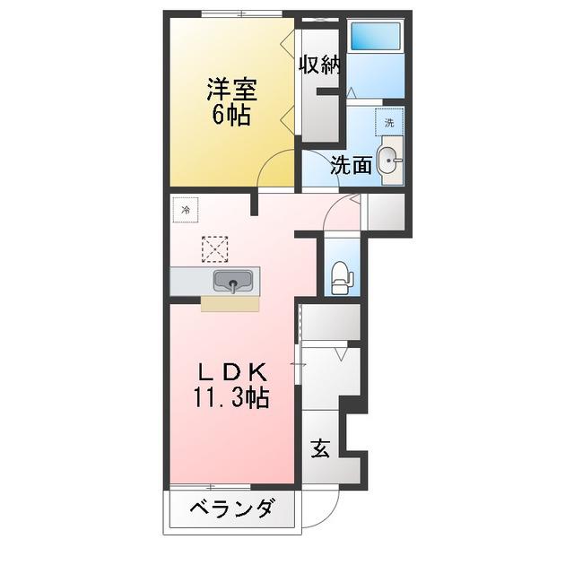 モデルノI(1LDK/1階)の間取り写真