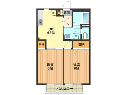 サントゥールB(2DK/2階)の間取り写真