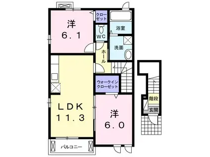 パルフォレストS(2LDK/2階)の間取り写真