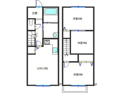 ボナール御立(3LDK/1階)の間取り写真