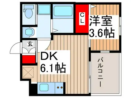 PAIR FLAT(1DK/2階)の間取り写真
