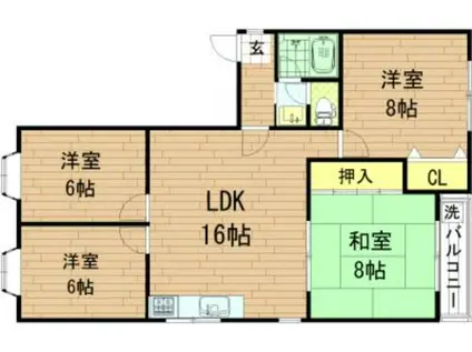 ロイヤル舎利寺(4LDK/1階)の間取り写真