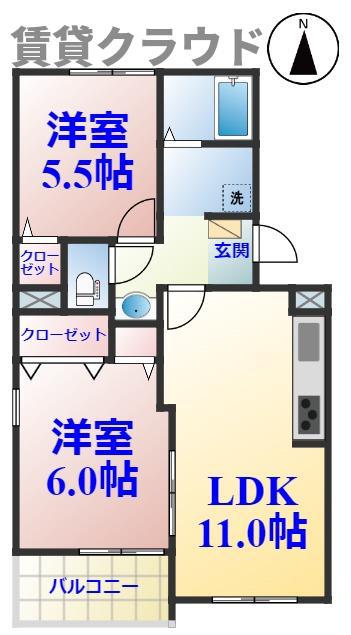 アネシス(2LDK/2階)の間取り写真