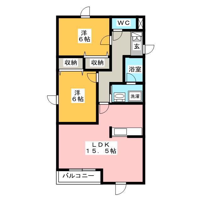 パレスフォルム(2LDK/3階)の間取り写真