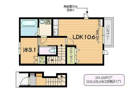 サンフレッチェ(1LDK/2階)の間取り写真
