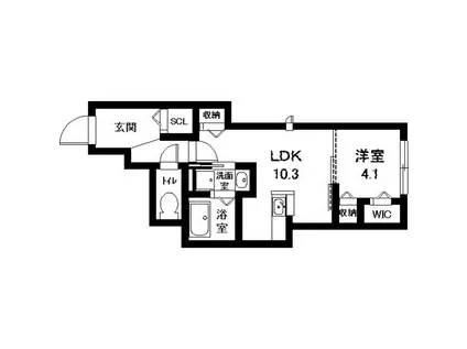 星和ヒルズ(1LDK/1階)の間取り写真