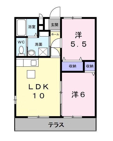 ウェルヴィラM A(2LDK/1階)の間取り写真