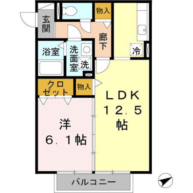 アルカーディア(1LDK/2階)の間取り写真