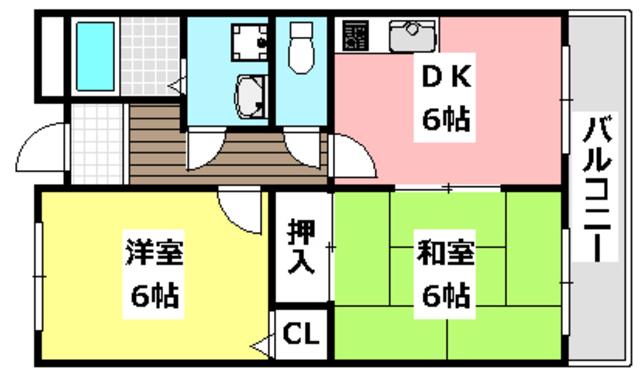 ルヴェール太田(2DK/2階)の間取り写真