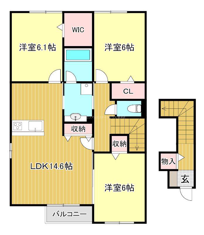 フェリーチェファミリア(3LDK/2階)の間取り写真