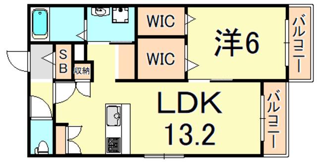グランツ武庫之荘(1LDK/2階)の間取り写真