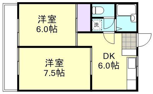 グランドールマンション(2DK/1階)の間取り写真