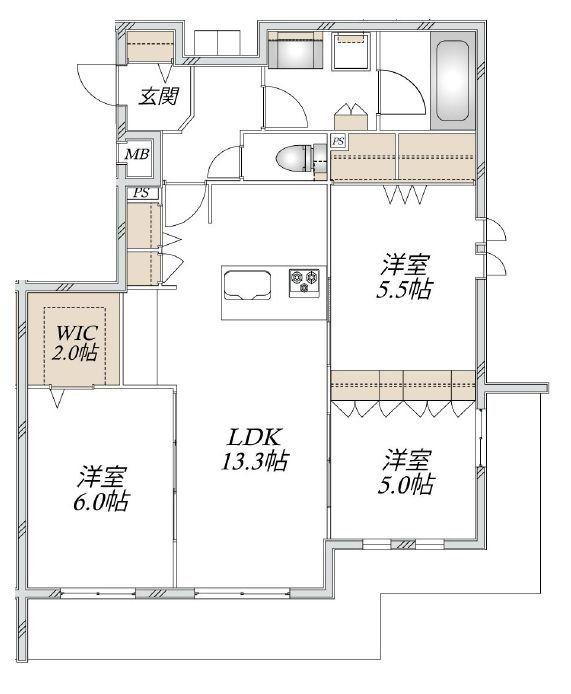GRAND CHATEAU 二ツ橋(3LDK/2階)の間取り写真