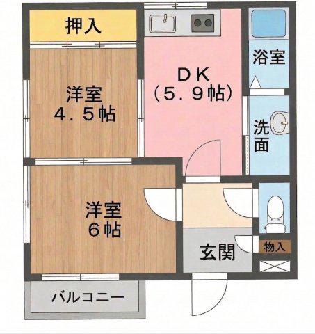 ベニヤ第3ビル(2DK/2階)の間取り写真