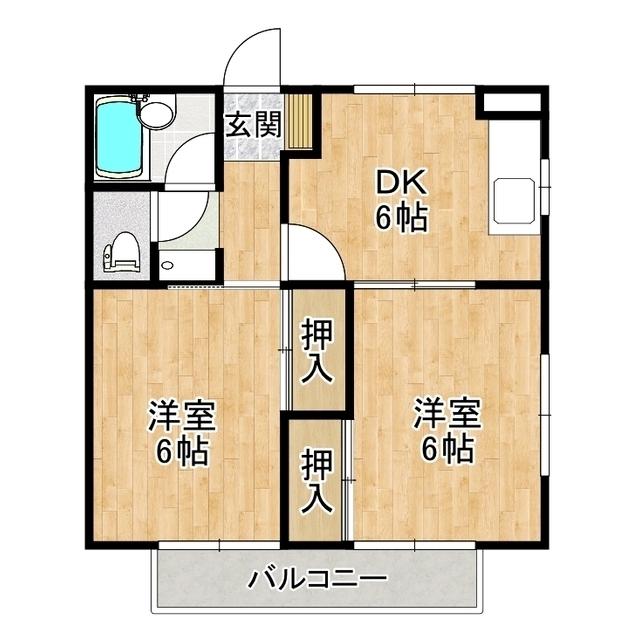 ハイツ アルティア(2DK/2階)の間取り写真