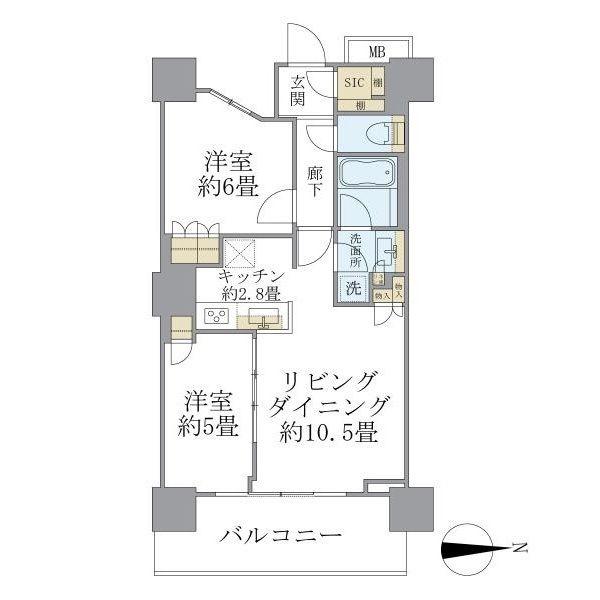 浅草タワー(2LDK/23階)の間取り写真