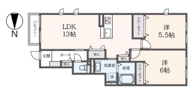 COCOON PALACE D(2LDK/1階)の間取り写真