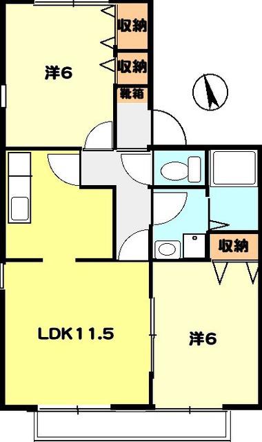 T-NET グリーンハイム96(2LDK/1階)の間取り写真