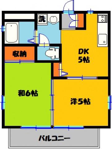 メゾンドルポ(2DK/2階)の間取り写真