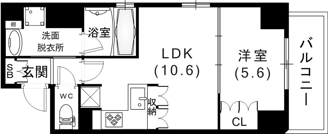 リーガル神戸三宮II(1LDK/7階)の間取り写真