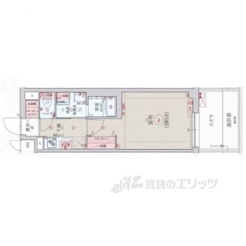 ベラジオ雅び京都洛北ガーデン(1K/1階)の間取り写真
