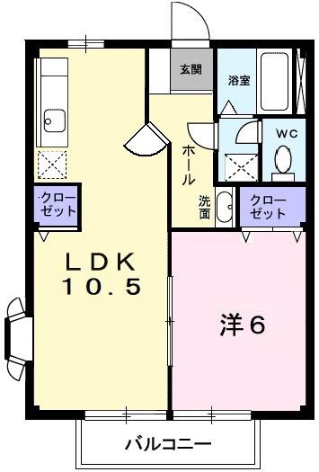 サンハイム(1LDK/2階)の間取り写真