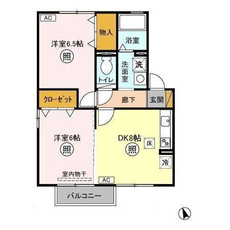 グリーンヴィラカサハラ(2DK/1階)の間取り写真