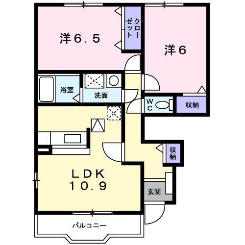 グランデ・プロスペラーレA(2LDK/1階)の間取り写真