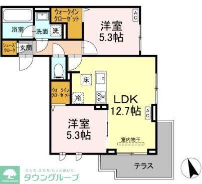 DBLESS狛江(2LDK/2階)の間取り写真