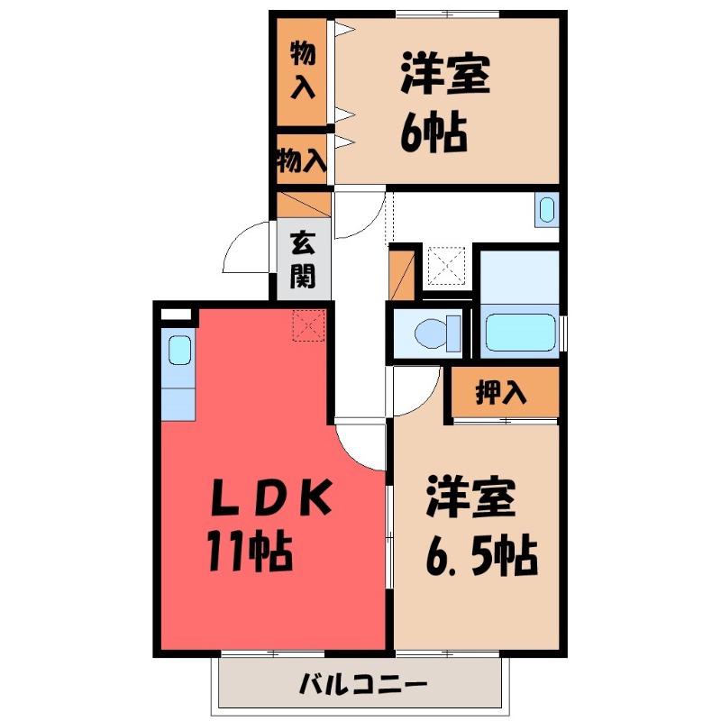 フレマリール堀込 A(2LDK/2階)の間取り写真
