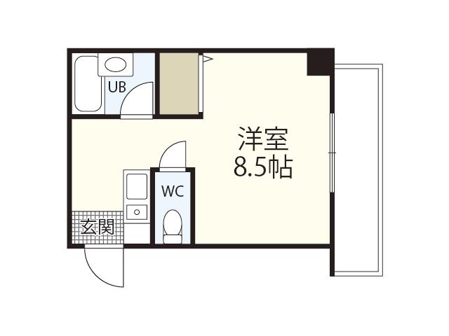 CASA東白島(ワンルーム/4階)の間取り写真