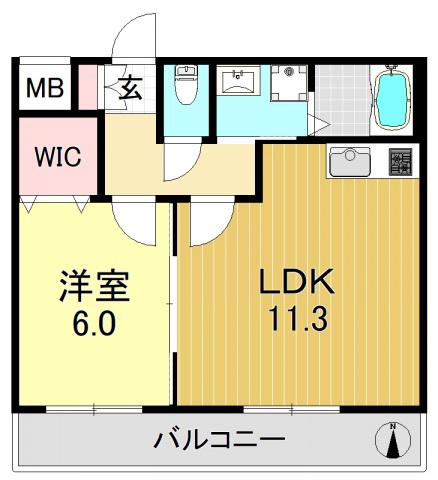 ノースランジェ長原(1LDK/2階)の間取り写真