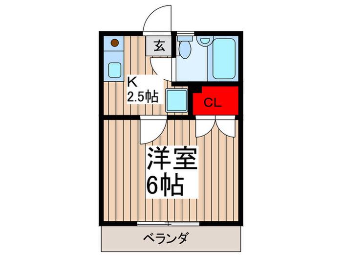 洗足フラッツ(1K/1階)の間取り写真