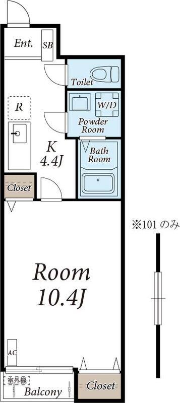 クレストVI(1K/1階)の間取り写真