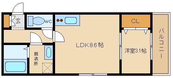 林4丁目アパート(1LDK/3階)の間取り写真